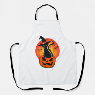 Delantal Calabaza de Gorra de Brujas de Gato Negro de Hallo