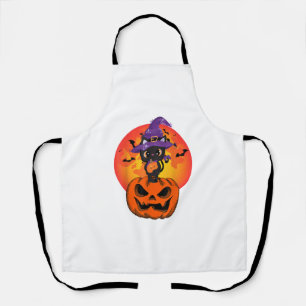 Delantal Calabaza de Gorra de Brujas de Gato Negro de Hallo