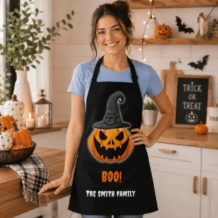 Delantal Calabaza de Halloween “¡BOO!” – Nombre Personaliza