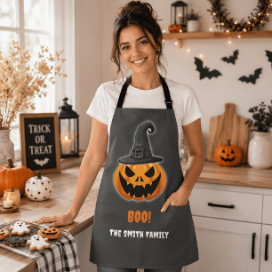 Delantal Calabaza de Halloween “¡BOO!” – Nombre Personaliza