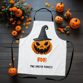 Delantal Calabaza de Halloween "BOO!" - Nombre personalizad