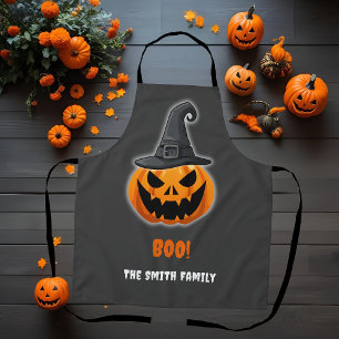 Delantal Calabaza de Halloween "BOO!" - Nombre personalizad