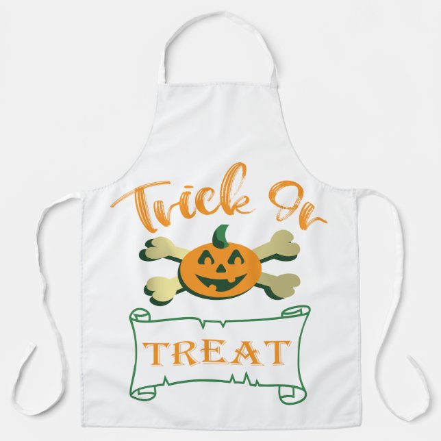Delantal Calabaza de Halloween con truco o tratar cruces (Anverso)