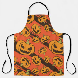 Delantal Calabaza de Halloween: Espeluznante patrón sin foc