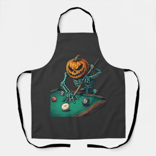 Delantal Calabaza de Halloween Esqueleto Jugando Billar Pis