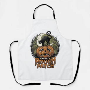 Delantal Calabaza de Halloween Gato Parche Áspero Grabado A