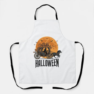 Delantal Calabaza de Halloween Vintage Carruaje Diseño de B