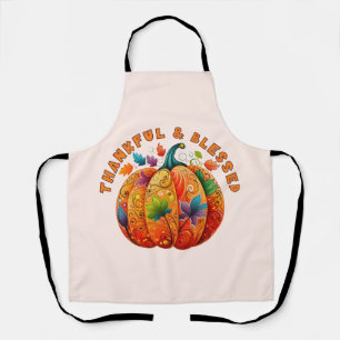 Delantal Calabaza de otoño bendita y agradecida