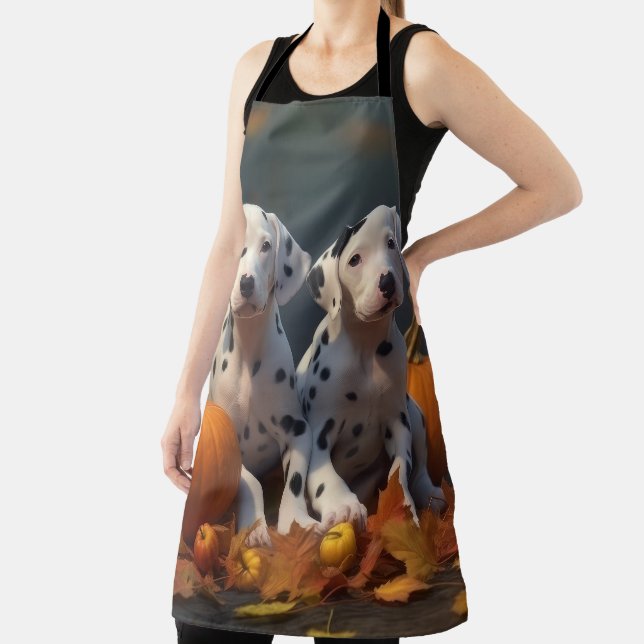 Delantal Calabaza deslumbrante del otoño de una pipa dálmat (in situ)