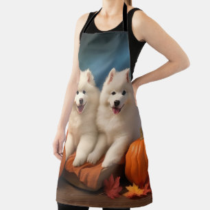 Delantal Calabaza deslumbrante Samoyed Puppy Autumn