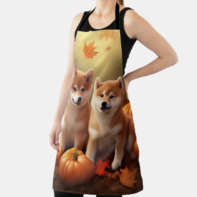 Delantal Calabaza deslumbrante Shiba Inu Puppy Otoño (in situ)