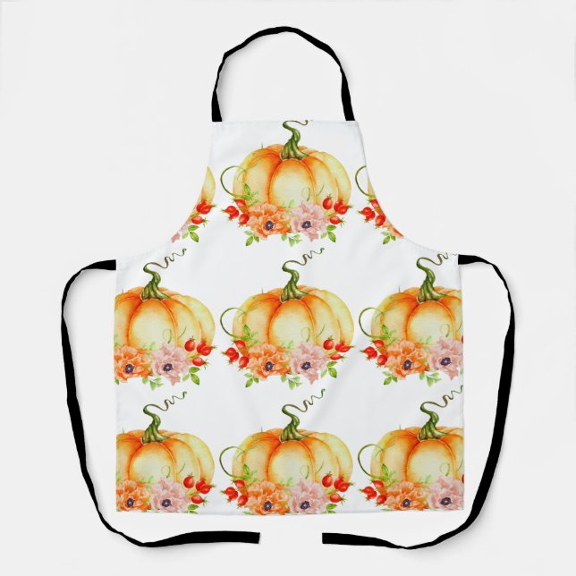 Delantal Calabaza floral Apron blanco (Anverso)