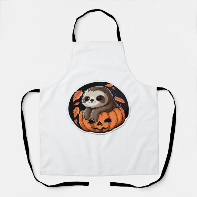Delantal calabaza lenta Halloween pegatina camiseta sobredi (Anverso)