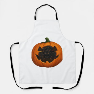 Delantal Calabaza Llena de Gatitos - Gato Negro Adorable de