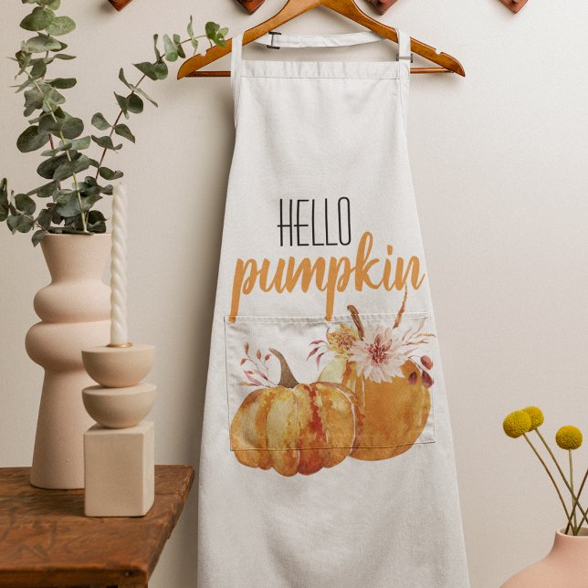 Delantal Calabaza moderna Naranja de calabaza con flores (Subido por el creador)