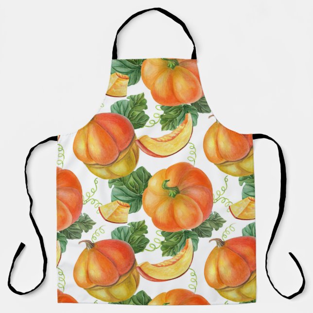 Delantal Calabaza naranja: Patrón veraniego-otoño. (Anverso)