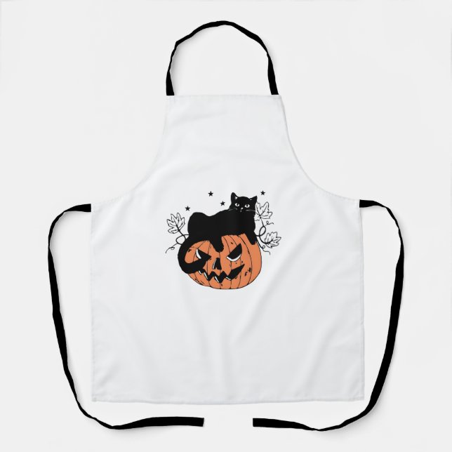Delantal Calabaza para gato negro (Anverso)