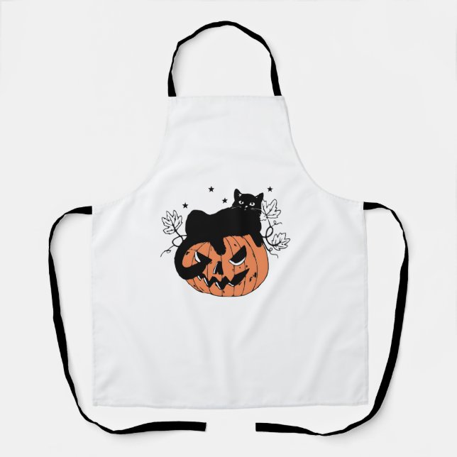 Delantal Calabaza para gato negro (Anverso)