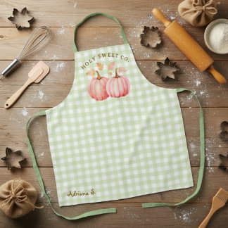 Delantal Calabaza rosa de otoño y chef pastelero de Gingham