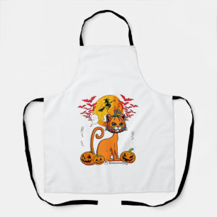 Delantal Calabaza Tallada Gato Cabeza Horror Dueño De Hallo