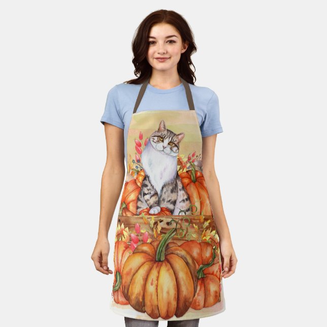 Delantal Calabazas Caen Apron Cat Cosecha Otoño (Gastado)