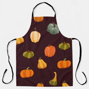 Delantal Calabazas coloridas: Elegancia oscura de otoño.