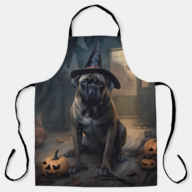 Delantal Calabazas de bullmastiff asustan a Halloween (Anverso)