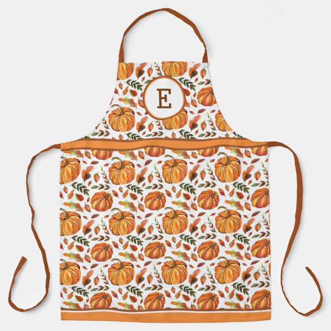 Delantal Calabazas De Caída Y Hojas Monogramadas (Anverso)