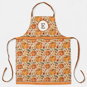Delantal Calabazas De Caída Y Hojas Monogramadas