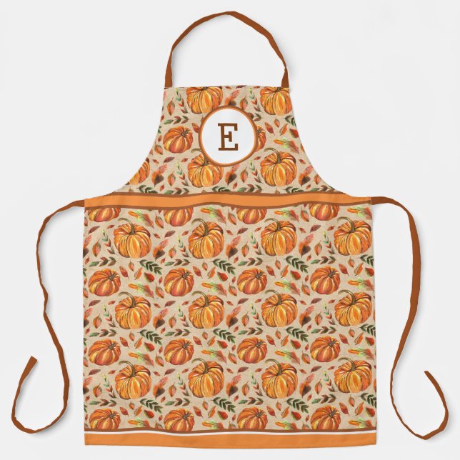 Delantal Calabazas De Caída Y Hojas Monogramadas (Anverso)