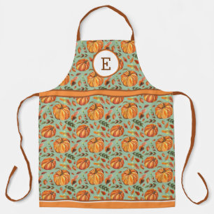Delantal Calabazas De Caída Y Hojas Monogramadas