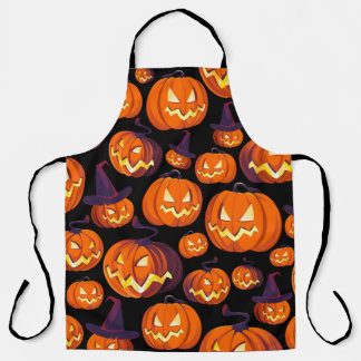 Delantal Calabazas de Halloween: Espeluznante patrón sin fo