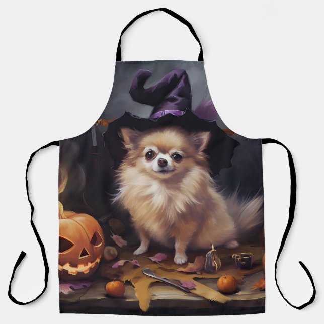 Delantal Calabazas de Pomerania Temen Halloween (Anverso)