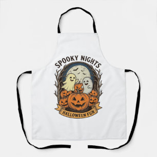 Delantal Calabazas Fantasmas Lindos Grabado Vintage Hallowe