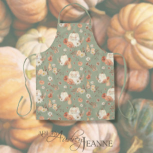 Delantal Calabazas otoñales Acción de Gracias BOHO Floral