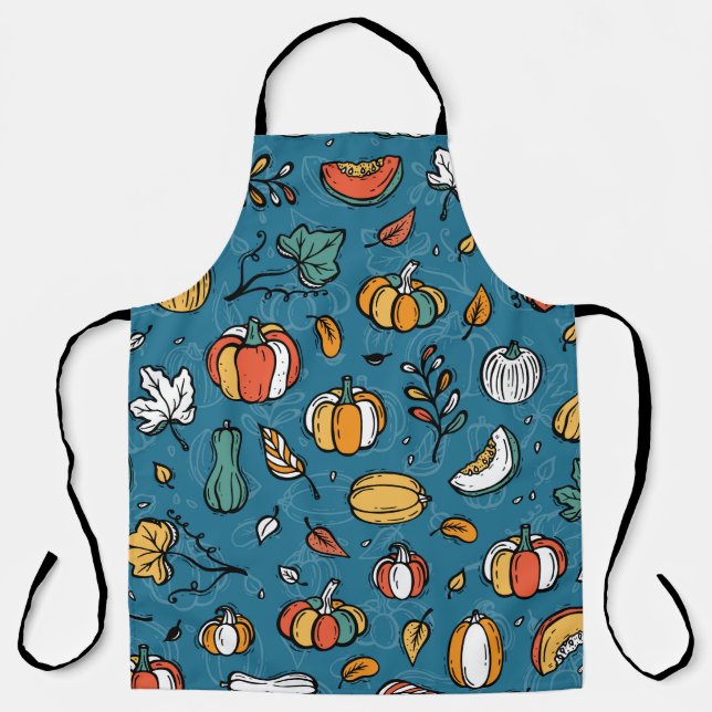 Delantal Calabazas otoñales: Verduras de mano dibujadas (Anverso)