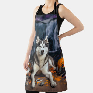 Delantal Calabazas Siberian Husky Halloween Asustadizas