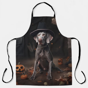 Delantal Calabazas Weimaraner Halloween Espeluznante