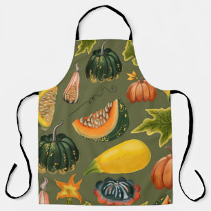 Delantal Calabazas y hojas: vegetación otoñal
