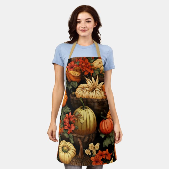 Delantal Calabazas y más, otoño, (Gastado)