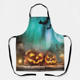 Delantal Calabazas y murciélagos de Halloween