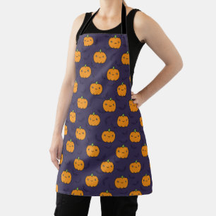 Delantal Calabazas y murciélagos kawaii de Halloween