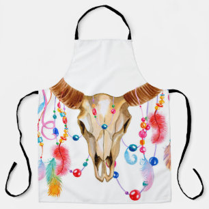 Delantal Calavera acuarela aislada: fondo blanco.