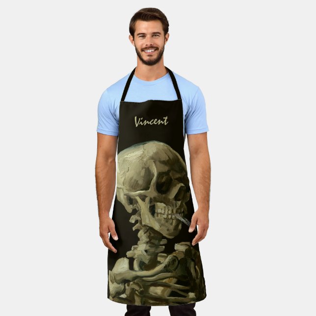 Delantal Calavera con cigarrillo en llamas por Vincent van  (Gastado)