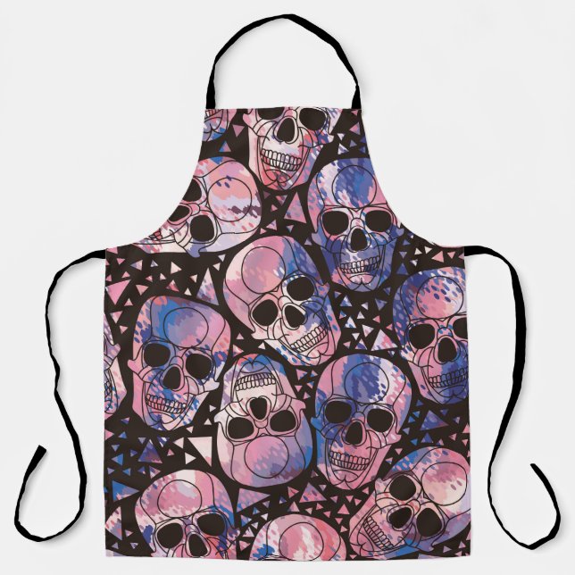 Delantal Calavera con ornamento poligonal. Halloween. Sin i (Anverso)