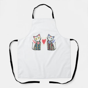 Delantal Calavera De Azúcar Cats Calavera Dia De Muertos Me
