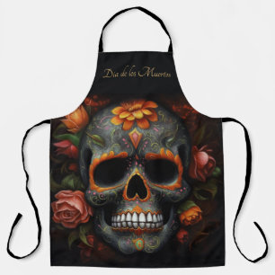 Delantal Calavera de azúcar floral Día de los Muertos Calav