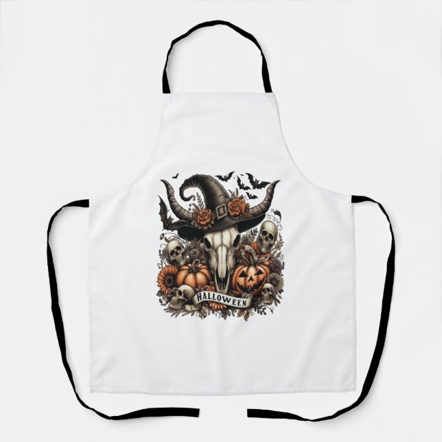 Delantal Calavera de toro de Halloween vaca (Anverso)