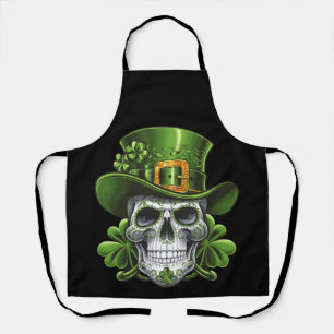 Delantal Calavera Día de San Patricio Trébol