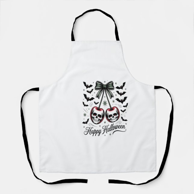 Delantal Calavera Gótica Cereza Halloween (Anverso)